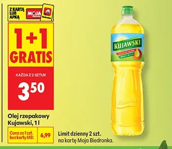 Olej rzepakowy Kujawski, 1l promocja w Biedronka