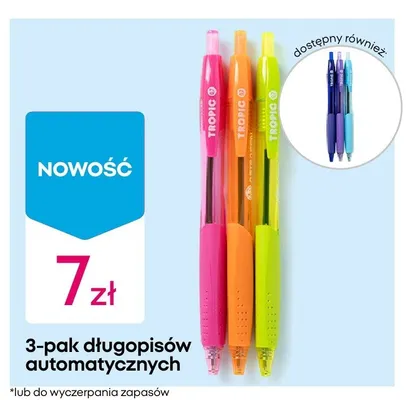 Długopisy automatyczne Tropic 3-pak promocja w Pepco