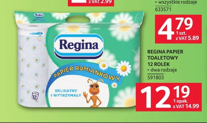 Papier toaletowy 12-pak Regina promocja w Selgros