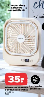 Wiatraczek biurkowy z podświetleniem LED SMARTY wys. 22cm promocja w Netto
