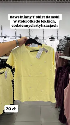 Bawełniany T-shirt damski w stokrotki promocja w Pepco