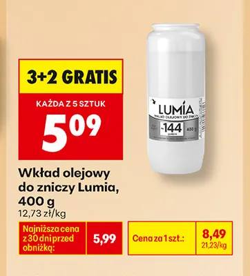 Wkład olejowy do zniczy Lumia promocja w Biedronka