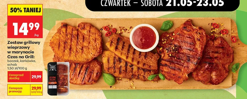 Zestaw grillowy wieprzowy w marynacie Czas na Grill: boczek, karkówka, schab promocja w Biedronka