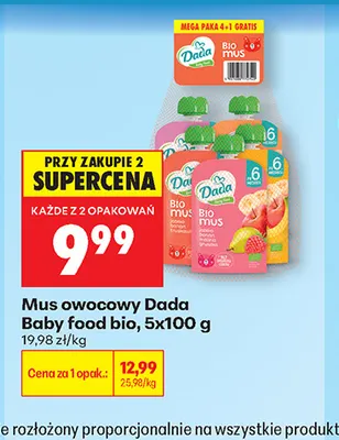 Mus owocowy Dada Baby Food Bio 5-pak 100 g promocja w Biedronka