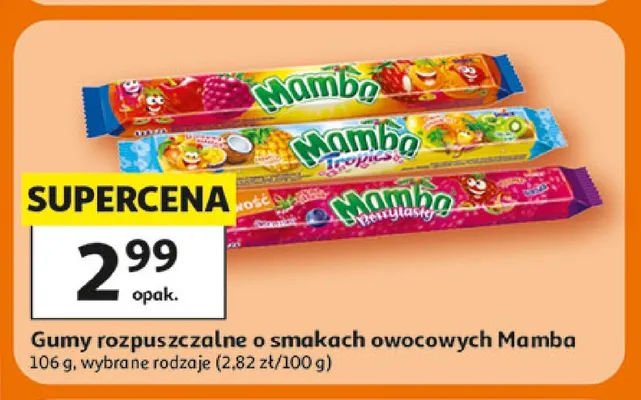 Gumy rozpuszczalne o smakach owocowych Mamba Tropics promocja w Auchan