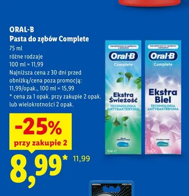 Pasta do zębów Complete Oral-B promocja w Lidl