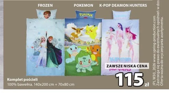 Komplet pościeli Pokemon 140x200 cm + 70x80 cm promocja w Jysk