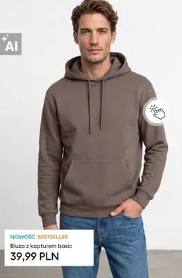 Bluza z kapturem basic Sinsay promocja w Sinsay
