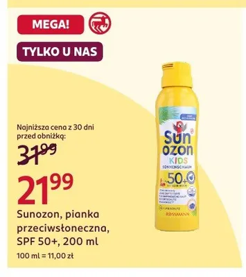 Pianka przeciwsłoneczna Sunozon SPF 50+ promocja w Rossmann