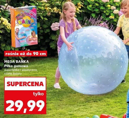 Piłka gumowa MEGA BAŃKA superlekka i elastyczna 90cm promocja w Kaufland