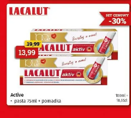 Pasta 75ml + pomadka Lacalut promocja w Drogeria Kosmyk