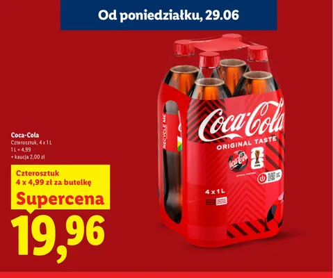Napój gazowany Coca-Cola Original Taste 4-pak promocja w Lidl