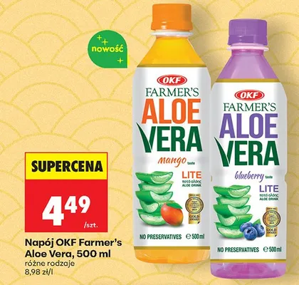 Napój OKF Farmer's Aloe Vera mango promocja w Biedronka