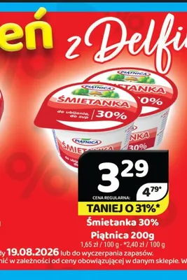 Śmietanka Piątnica 30% promocja w Delfin