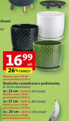 Doniczka ceramiczna z podstawką śr: 17 cm promocja w Auchan