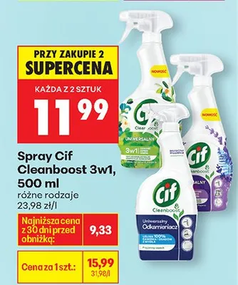 Spray Cif Cleanboost 3w1, różne rodzaje promocja w Biedronka
