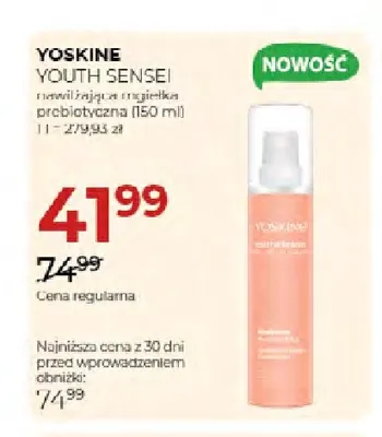 Nawilżająca mgiełka probiotyczna Youth Sensei Yoskine promocja w Drogerie Jawa