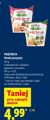Serek puszysty PIĄTNICA Twój Smak z bekonem promocja w Lidl