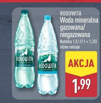 Woda mineralna niegazowana Rodowita promocja w Aldi
