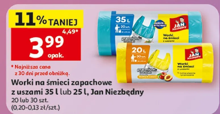Worki na śmieci zapachowe z uszami Jan Niezbędny 35l promocja w Auchan