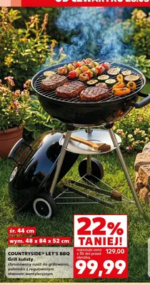 Grill kulisty COUNTRYSIDE LET'S BBQ śr. 44cm wym. 48x84x52cm promocja w Kaufland