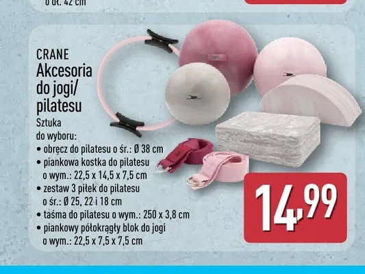 Piankowy półokrągły blok do jogi Crane promocja w Aldi