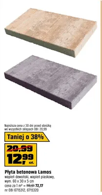 Płyta betonowa Lamos wapień dewoński wapień piaskowy 60x30x5cm promocja w OBI