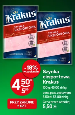 Szynka eksportowa Krakus promocja w Żabka