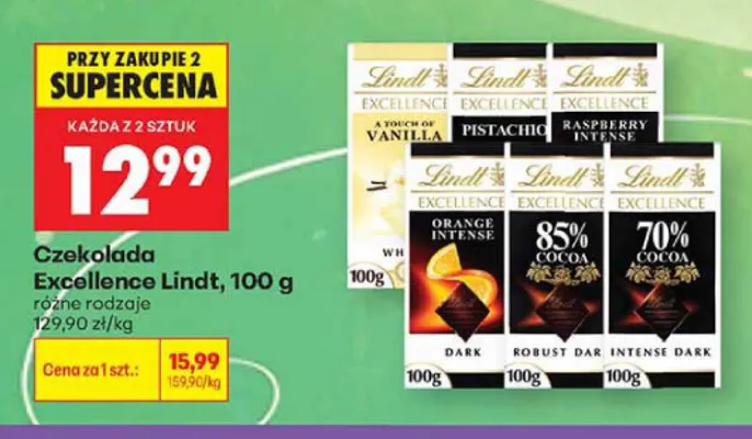 Czekolada Lindt Excellence A Touch of Vanilla promocja w Biedronka