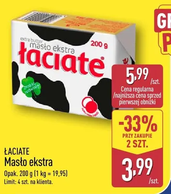 Masło ekstra Łaciate promocja w Aldi