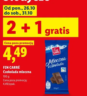 Czekolada mleczna Fin Carré promocja w Lidl