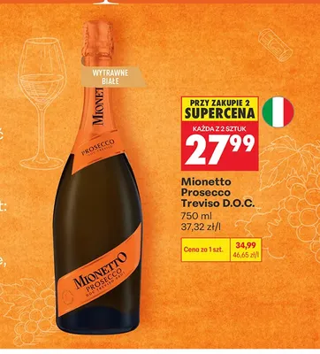 Wino musujące Mionetto Prosecco Treviso D.O.C. promocja w Biedronka