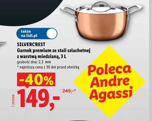 Garnek premium ze stali szlachetnej z warstwą miedzianą 3 l Silvercrest promocja w Lidl