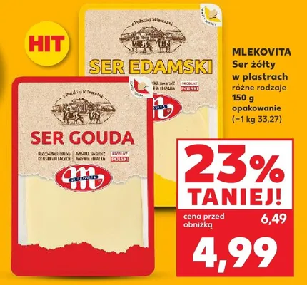 Ser żółty w plastrach różne rodzaje promocja w Kaufland