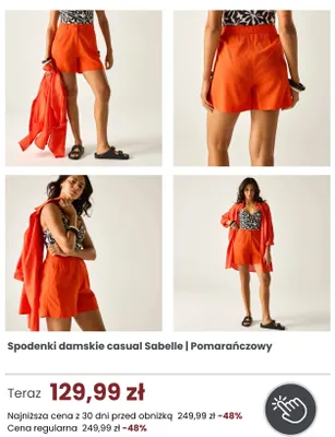 Spodenki damskie casual Regatta Sabelle pomarańczowe promocja w Regatta