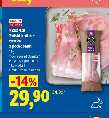 Polski królik - tuszka z podrobami Rzeźnik promocja w Lidl