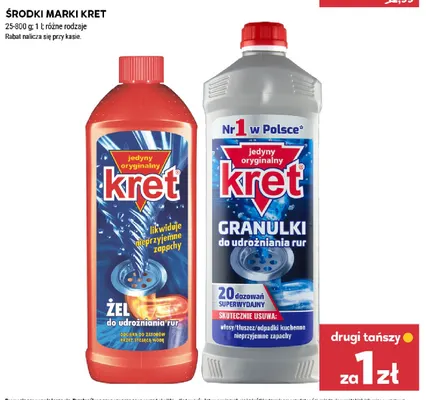 Granulki do udrożniania rur Kret promocja w Stokrotka