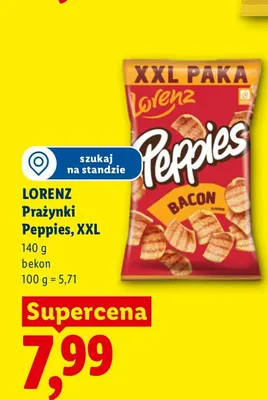 Prażynki Lorenz Peppies o smaku bekonu XXL promocja w Lidl