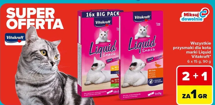 Wszystkie przysmaki dla kota marki Liquid Vitakraft promocja w Carrefour