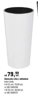Doniczka Lilia z wkładem Ø 30 cm kolor biały promocja w OBI