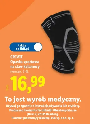 Opaska sportowa na staw kolanowy Crivit promocja w Lidl
