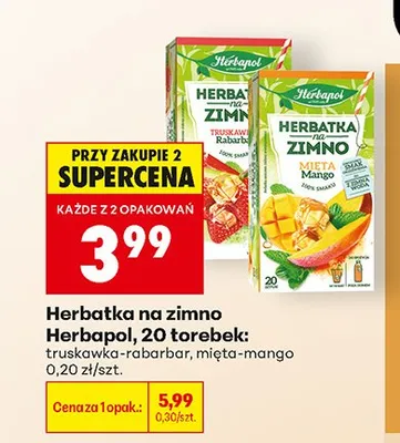 Herbatka na zimno Herbapol truskawka-rabarbar promocja w Biedronka