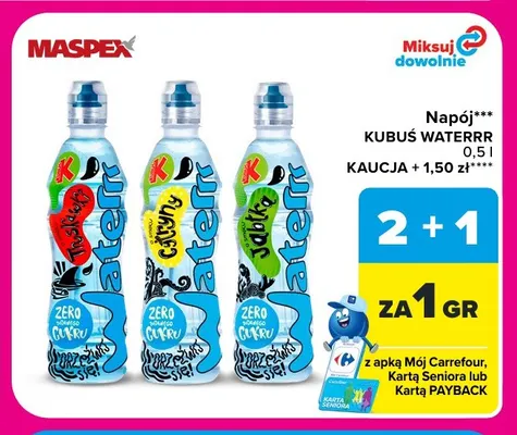 Napój Kubuś Waterrr truskawkowy promocja w Carrefour Market