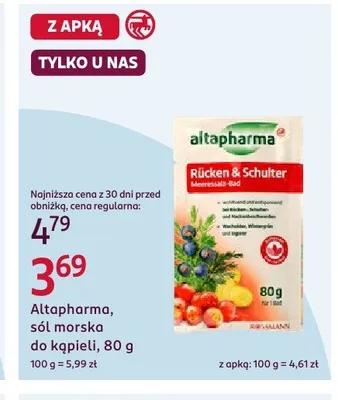 Sól morska do kąpieli Altapharma Rücken & Schulter promocja w Rossmann
