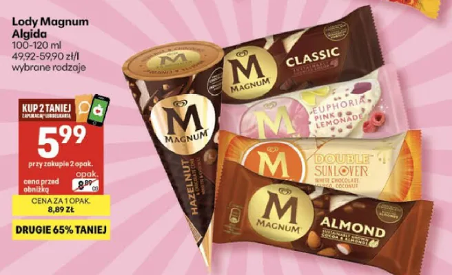 Lody Magnum Almond Algida promocja w Delikatesy Centrum
