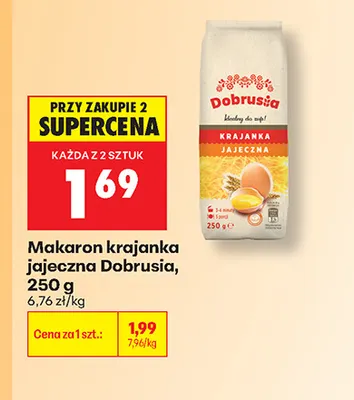 Makaron krajanka jajeczna Dobrusia promocja w Biedronka