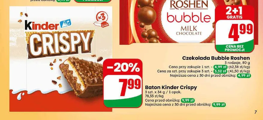 Baton Kinder Crispy 3-pak promocja w Dino