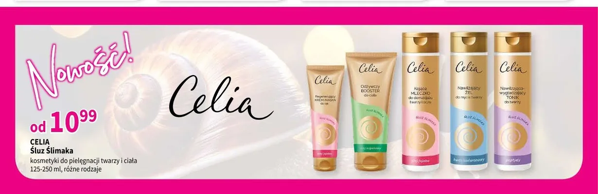 Kosmetyki do pielęgnacji twarzy i ciała Celia Śluz Ślimaka promocja w Drogerie Polskie