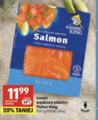 Łosoś wędzony plastry Fisher King promocja w Delikatesy Centrum