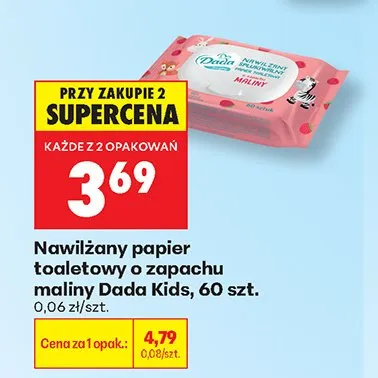Nawilżany papier toaletowy o zapachu maliny Dada Kids promocja w Biedronka